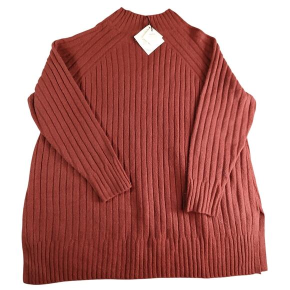 Ava & Viv Sweater Womens 2X Rust Burgundy Ribbed Stretch Plus Size Target NWT - Picture 1 of 8